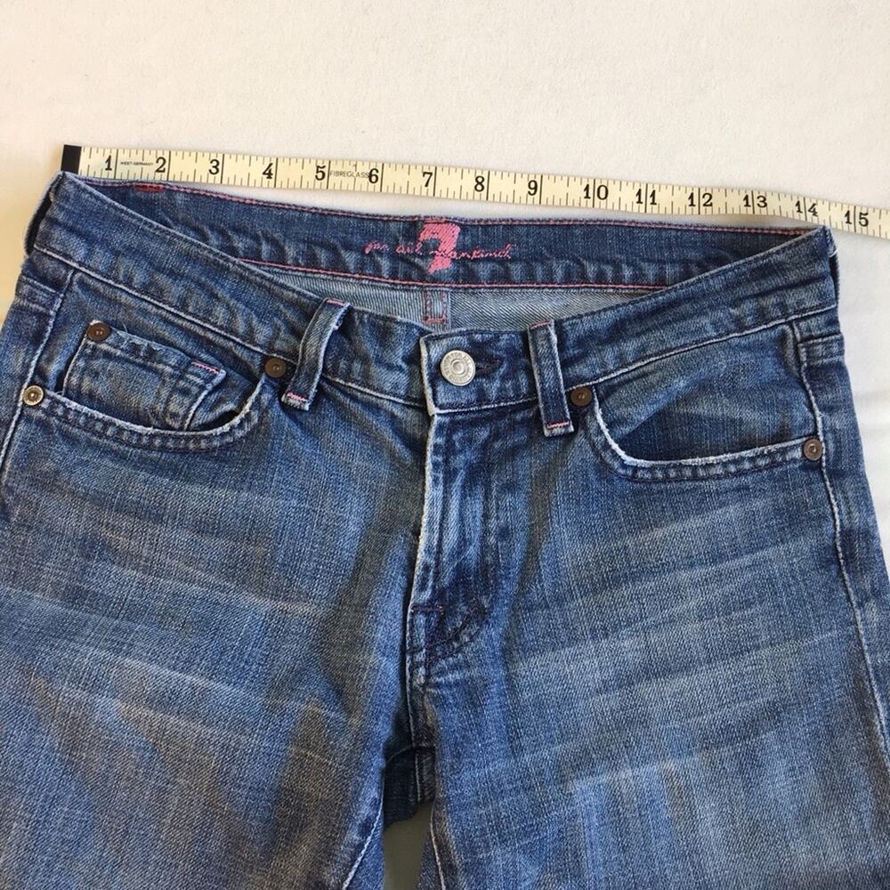 7 For All Mankind Pink Stitch Original Bootcut Jeans Premium Denim Mid Rise 27 - Picture 12 of 16
